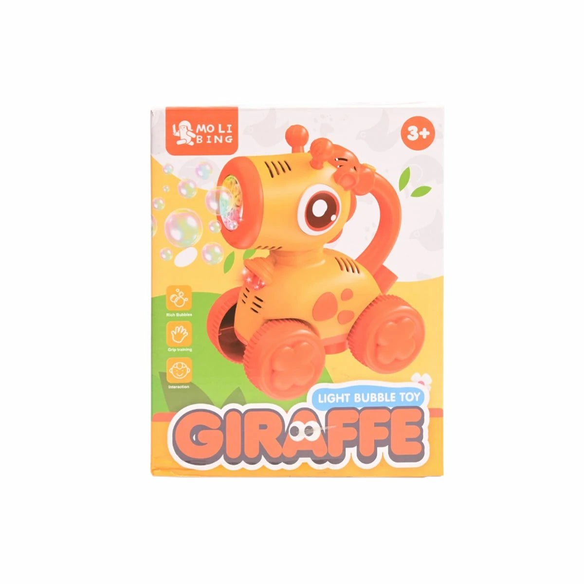 0-89-QB501Y Musical Giraffe Bubble Machine Cart - Automatic Light-Up Bubble Blower with Pull-Along Handle for Toddlers - Image 1